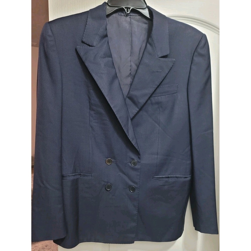 Luciano Barbera Women's Wool Navy Blue Double Breasted‎ Blazer Size 42